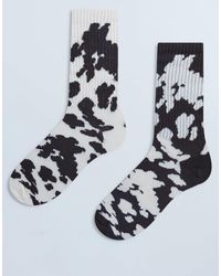 TOPSHOP - – 2er-pack sportlich gerippte socken mit kuhfellmuster - Lyst
