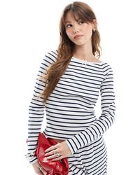 Miss Selfridge - Top d'ensemble à manches longues et encolure bateau - rayures - Lyst
