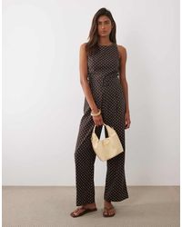 Mango - Linen Mix Belted Jumpsuit - Lyst