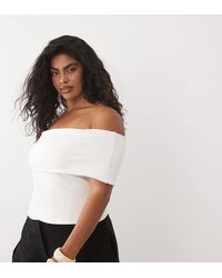 ASOS - Asos Design Curve Compact Cotton Bardot Top - Lyst