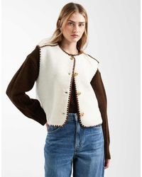 ASOS - Borg Fleece Gilet With Blanket Stitch - Lyst