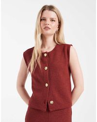 ONLY - Rib Knit Vest Co-ord With Gold Button Detail - Lyst