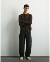 Pull&Bear - Jean baggy coupe ballon délavé noir - Lyst