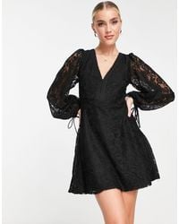 Love Triangle - Long Sleeve Mini Dress With Open Back - Lyst
