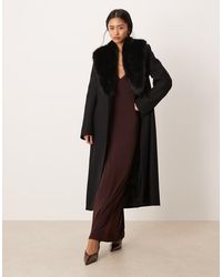 Mango - Wool Mix Tailored Coat With Faux Fur Collar - Lyst