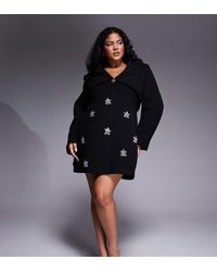 ASOS - Curve Structured Tailored Embellished Long Sleeve Dress - Lyst