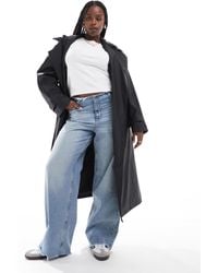 ASOS - Asos Design Curve Rubberised Rain Hooded Trench Coat With Belt Detail - Lyst