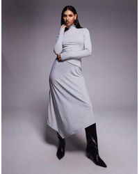 ASOS - Long Sleeve Double Layer Hanky Hem Midi Dress - Lyst