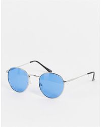 ASOS nes metall mit rosa gläsern in Mettallic für Herren runde sonnenbrille aus recyclingmaterialien Herren Accessoires Sonnenbrillen 