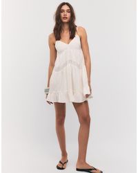 Stradivarius - Short Dress With Lace Detail - Lyst