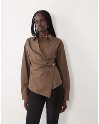 ARKET - Cotton Poplin Wrap Blouse - Lyst