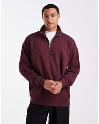 Threadbare - Ruimvallend Fleece Sweatshirt Met 1/4 Rits - Lyst