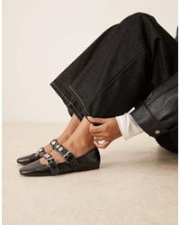 ASOS - Liesel Studded Double Strap Mary Jane Ballet Flats - Lyst
