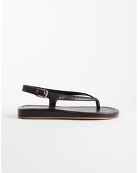 Mango - Faux Leather Strappy Flat Sandals - Lyst