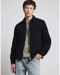 River Island - Zip Up Twill Overshirt - Lyst