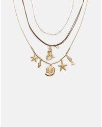 Stradivarius - Set Of 3 Mermaid Charm Necklaces - Lyst