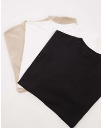TOPMAN - Confezione Da 3 T-Shirt Oversize Nera, Bianca E Color Pietra - Lyst