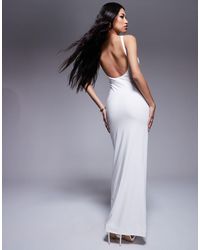 Fashionkilla - Double Layered Slinky High Neck Low Back Maxi Dress - Lyst