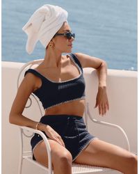 4th & Reckless - X Luana Barron Juliette Contrast Stitch Knit Beach Crop Top Co-Ord - Lyst
