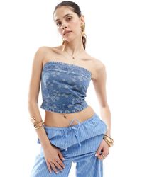 Vero Moda - Bandeau Denim Crop Top - Lyst