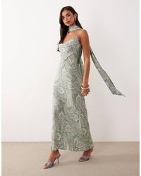 AFRM - Cheryl Embellished Scarf Neck Cross-back Detail Maxi Dress - Lyst