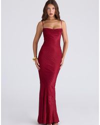 House Of Cb - Nalani Deep Devoré Satin Maxi Gown - Lyst