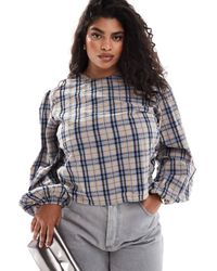 ASOS - Asos Design Curve Volume Sleeve Top With Ruched Side Detail-multi - Lyst