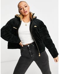 Ellesse Cropped Gewatteerd Puffer Jack Van Velours - Zwart