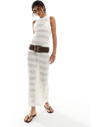 Monki - Crochet Knit Sleeveless Maxi Dress - Lyst