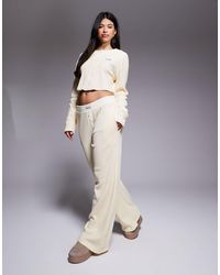 ASOS - Weekend Collective Co-ord Waffle Wide Leg joggers With Nylon - Lyst