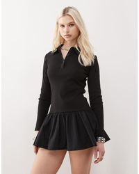 Collusion - Vestito Corto A Coste Con Vita Scesa E Colletto Stile Polo - Lyst
