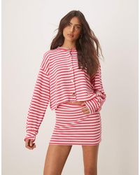 ASOS - Mini-jupe en maille d'ensemble à rayures - rose foncé - Lyst