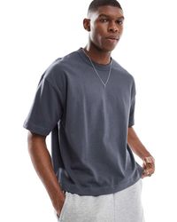 ASOS - Camiseta Gris Carbón De Corte Cuadrado Extragrande De Tejido Grueso De 240 G/M2 De - Lyst