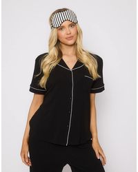 Loungeable - Rib Short Sleeve Traditional Shirt And Long Pant - Lyst