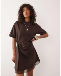 ASOS - Wrapped Waist Mini Dress With Lace Hem - Lyst
