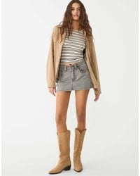 Stradivarius - D62 - jupe-short en jean - bleu surteint - Lyst
