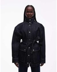 & Other Stories - Pure Cotton Funnel Neck Denim Short Jacket With Belt Detail - Lyst