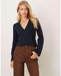 Gina Tricot - Long Sleeve Knitted Wool Alpaca Wrap Cardigan - Lyst