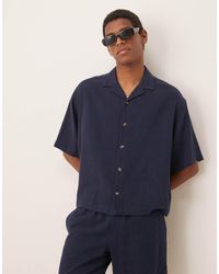 ASOS - Camisa De Corte Cuadrado Extragrande Con Cuello De Solapas De Mezcla De Lino De (Parte De Un Conjunto) - Lyst