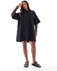 ASOS - Asos design curve – kurzes t-shirt-kleid mit ärmeln aus netzstoff mit leopardenmuster - Lyst