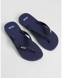 BOSS - Boss Classic Logo Flip Flops - Lyst