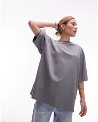 TOPSHOP - T-shirt oversize à épaules tombantes - bleu délavé - Lyst