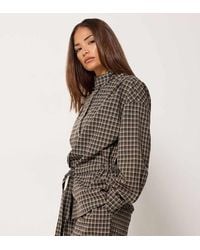 PixieGirl - Petite Check Funnel Neck Jacket - Lyst