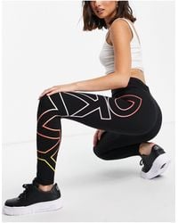 DKNY Womens Sport Meteorite Print High Waist Leggings Side Piping Athletic Wear 