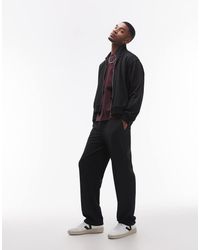 TOPMAN - Joggers Negros De Pernera Recta De Punto Gofrado Reducido De - Lyst