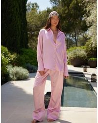 Noughts & Kisses - Wide Leg Satin Pants - Lyst