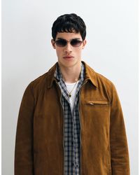 AllSaints - Ashwood Zip Through Suede Leather Jacket - Lyst