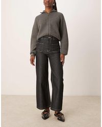 ASOS - Patch Pocket Wide Leg Cropped Jean With Contrast Stitch - Lyst