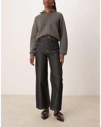 ASOS - Patch Pocket Wide Leg Cropped Jean With Contrast Stitch - Lyst