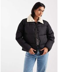 ONLY - Borg Collar Detail Padded Jacket - Lyst